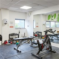 Light weights with bench and exercise bike