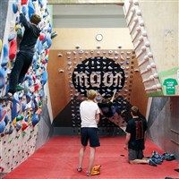 40 degree Moon board, 8 degree endurance / spray wall and campus rungs